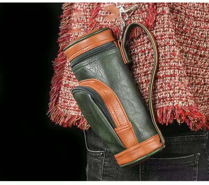 Golf Club Bag Cigar Humidor - Leather Golf-Themed Storage w/ Accessory Pocket, Golf Gift for Cigar Lovers, groomsmen, personalized golf gift