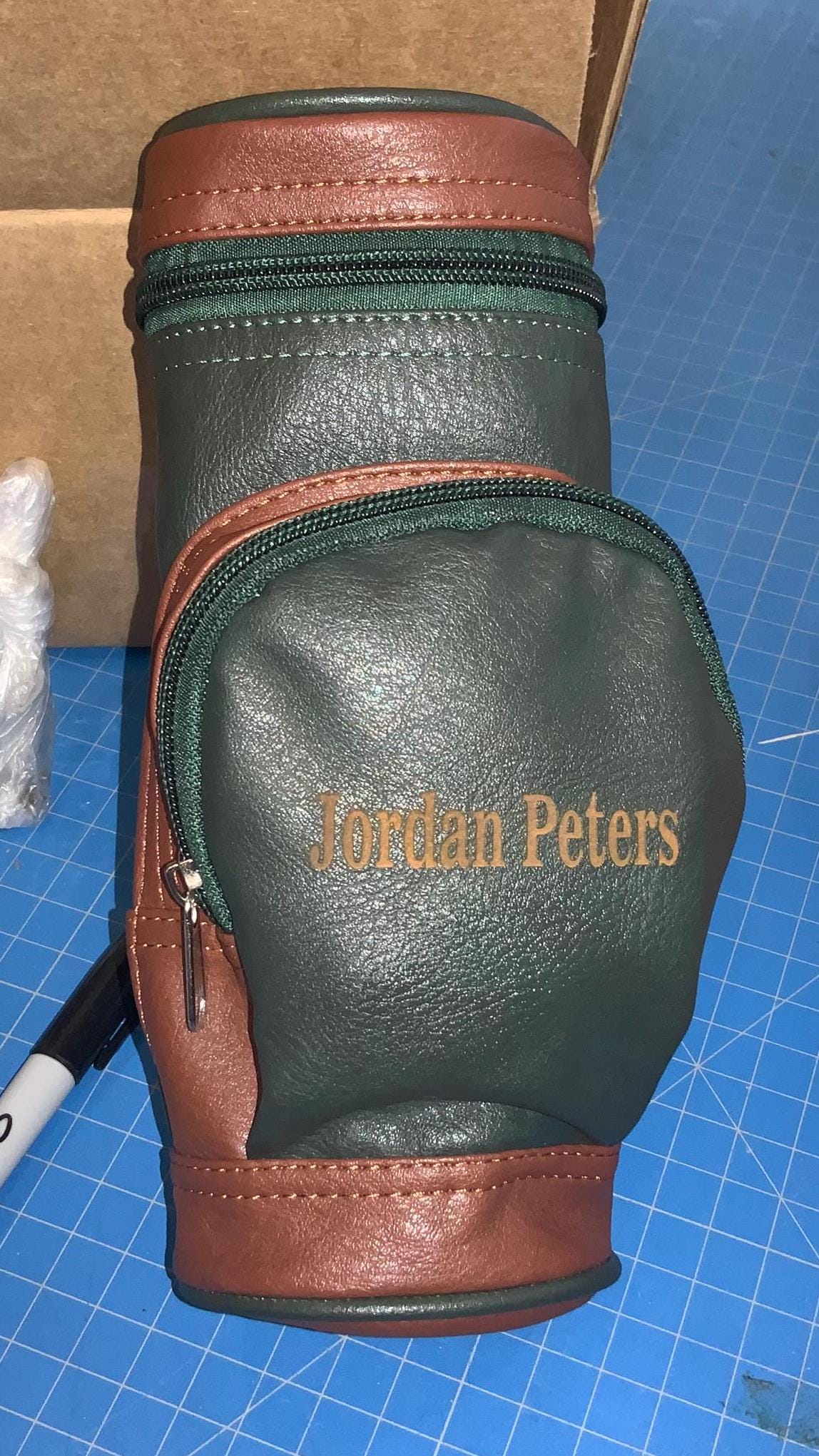 Golf Club Bag Cigar Humidor - Leather Golf-Themed Storage w/ Accessory Pocket, Golf Gift for Cigar Lovers, groomsmen, personalized golf gift