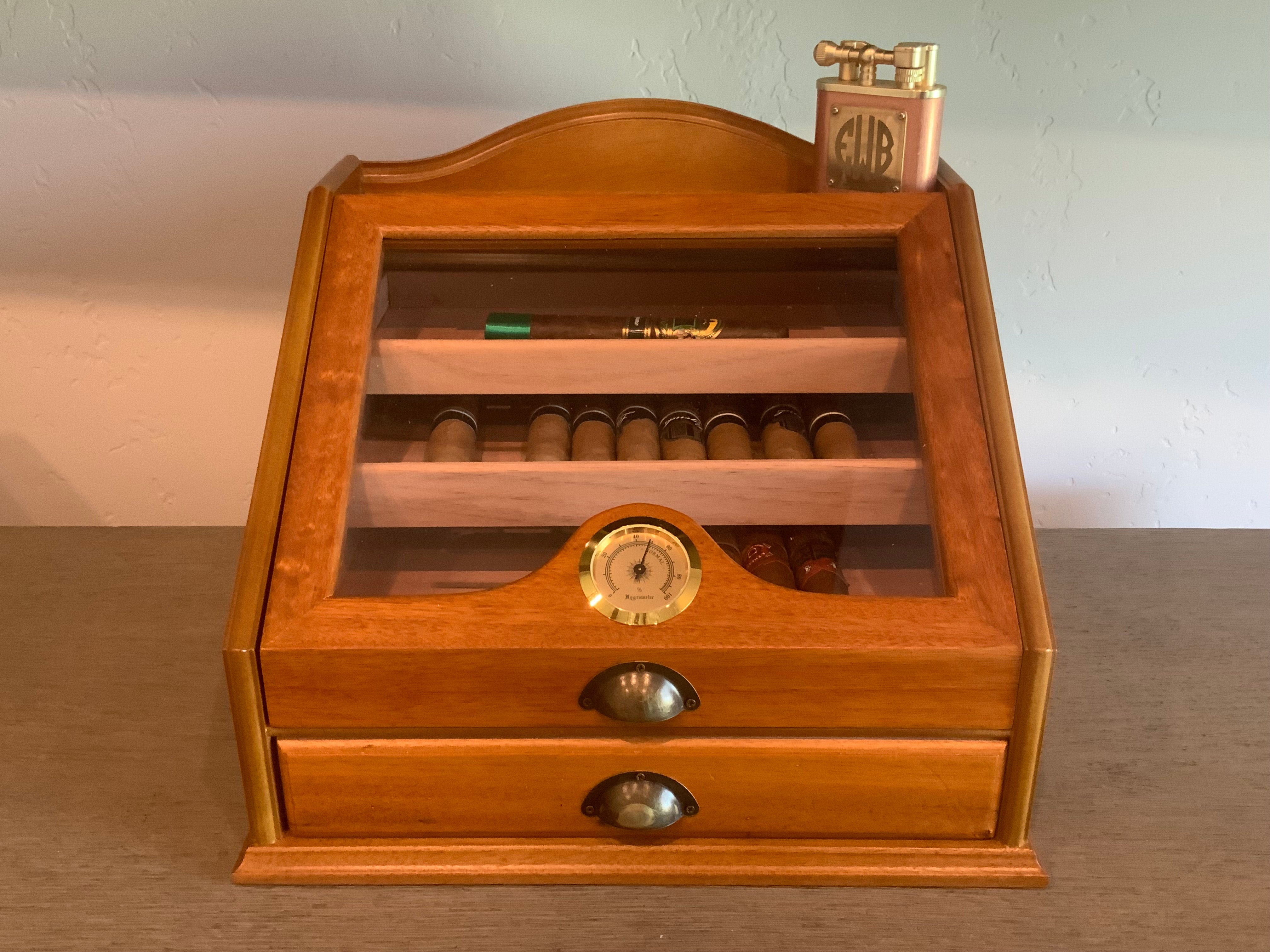 Top handcrafted Spanish Cedar Wood Cigar Humidor Box Case Cabinet Humidor for storing cigars at a constant humidity level.