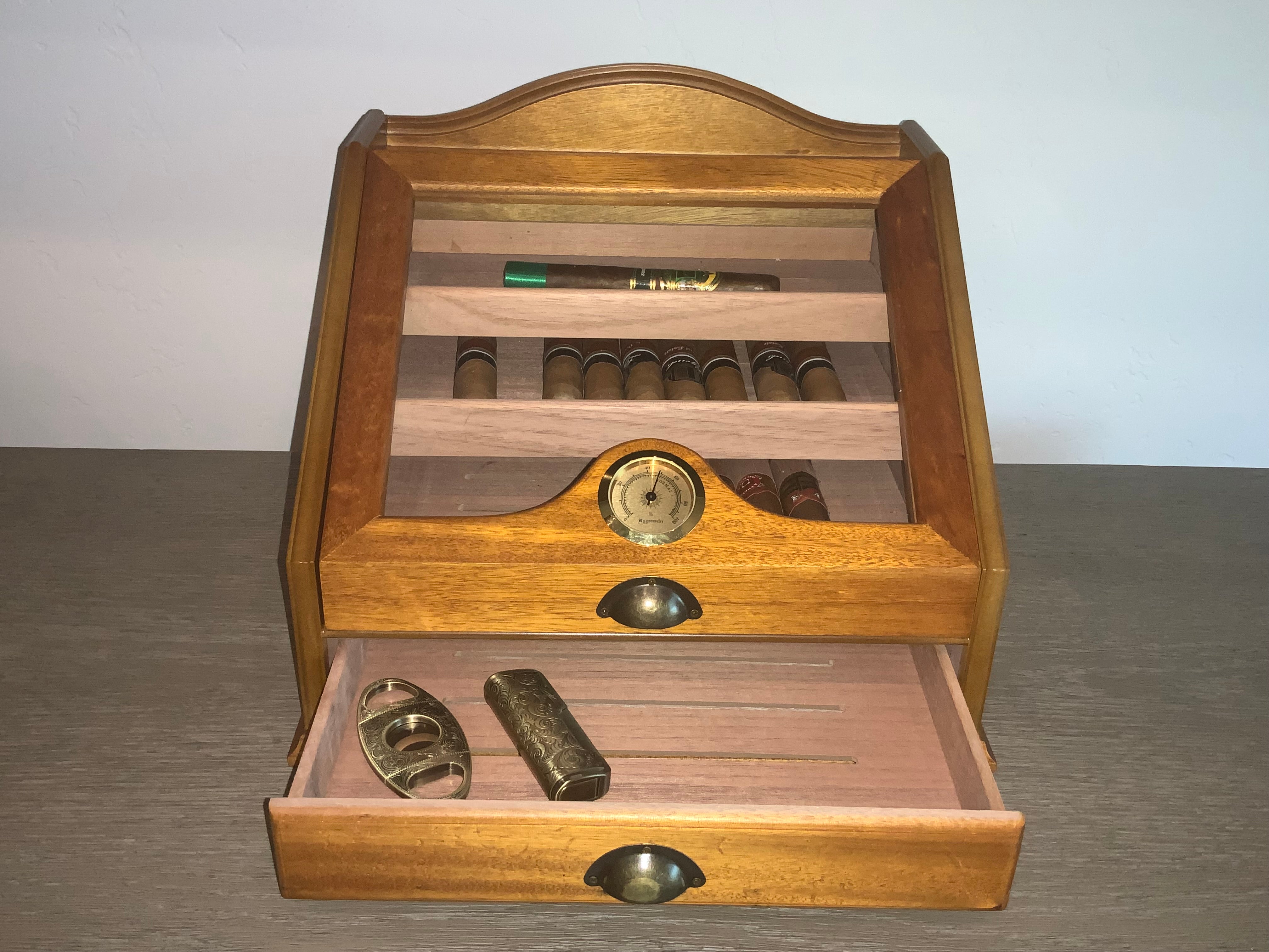 Top handcrafted Spanish Cedar Wood Cigar Humidor Box Case Cabinet Humidor for storing cigars at a constant humidity level.