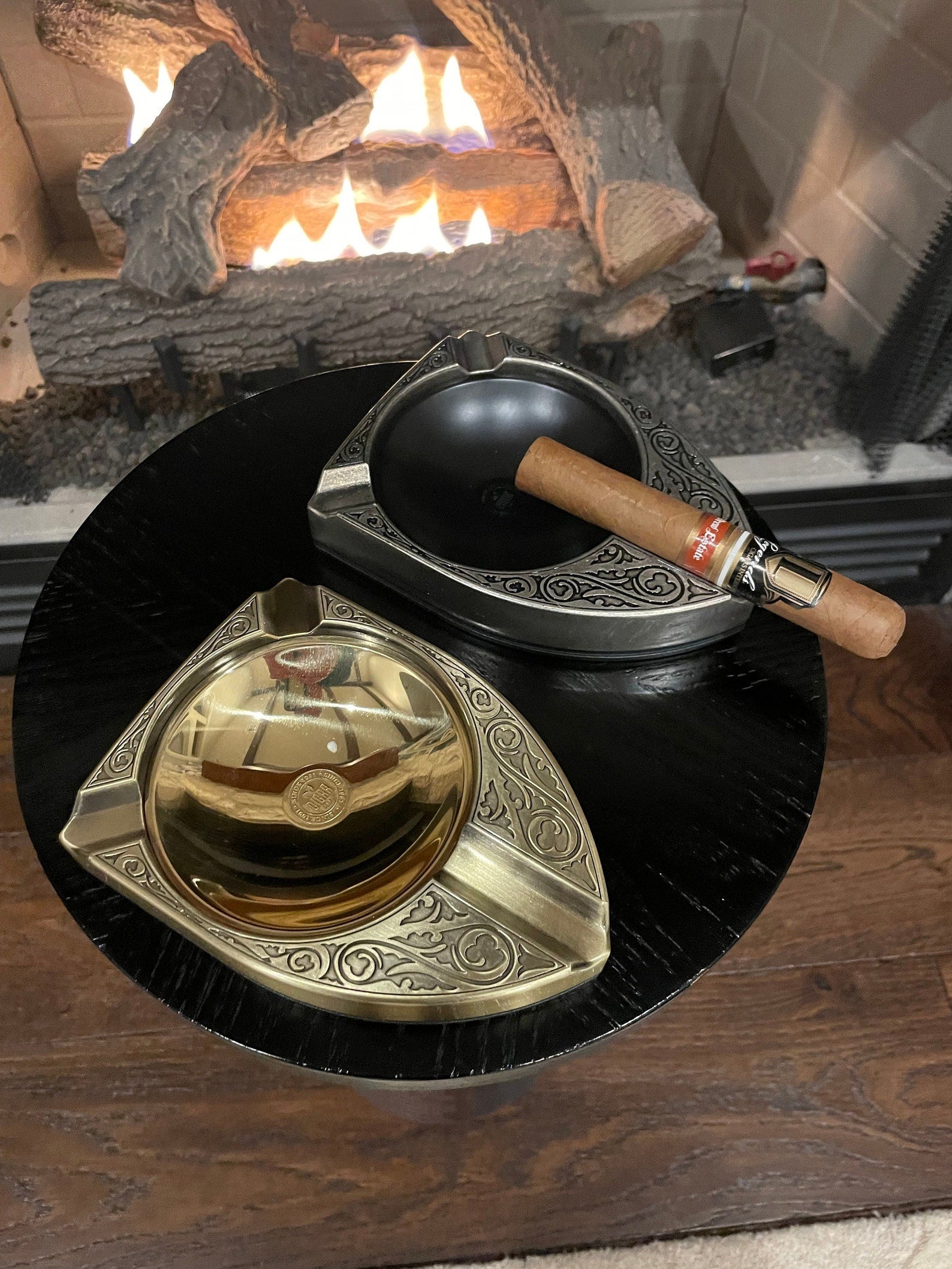 Antique Silver cigar Ashtray, cigar accessory, metal embossed ashtray, Christmas gift, cigar accessory, cigar accessories