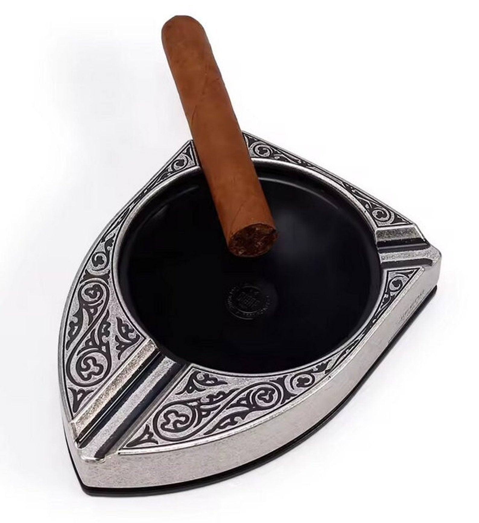 Antique Silver cigar Ashtray, cigar accessory, metal embossed ashtray, Christmas gift, cigar accessory, cigar accessories