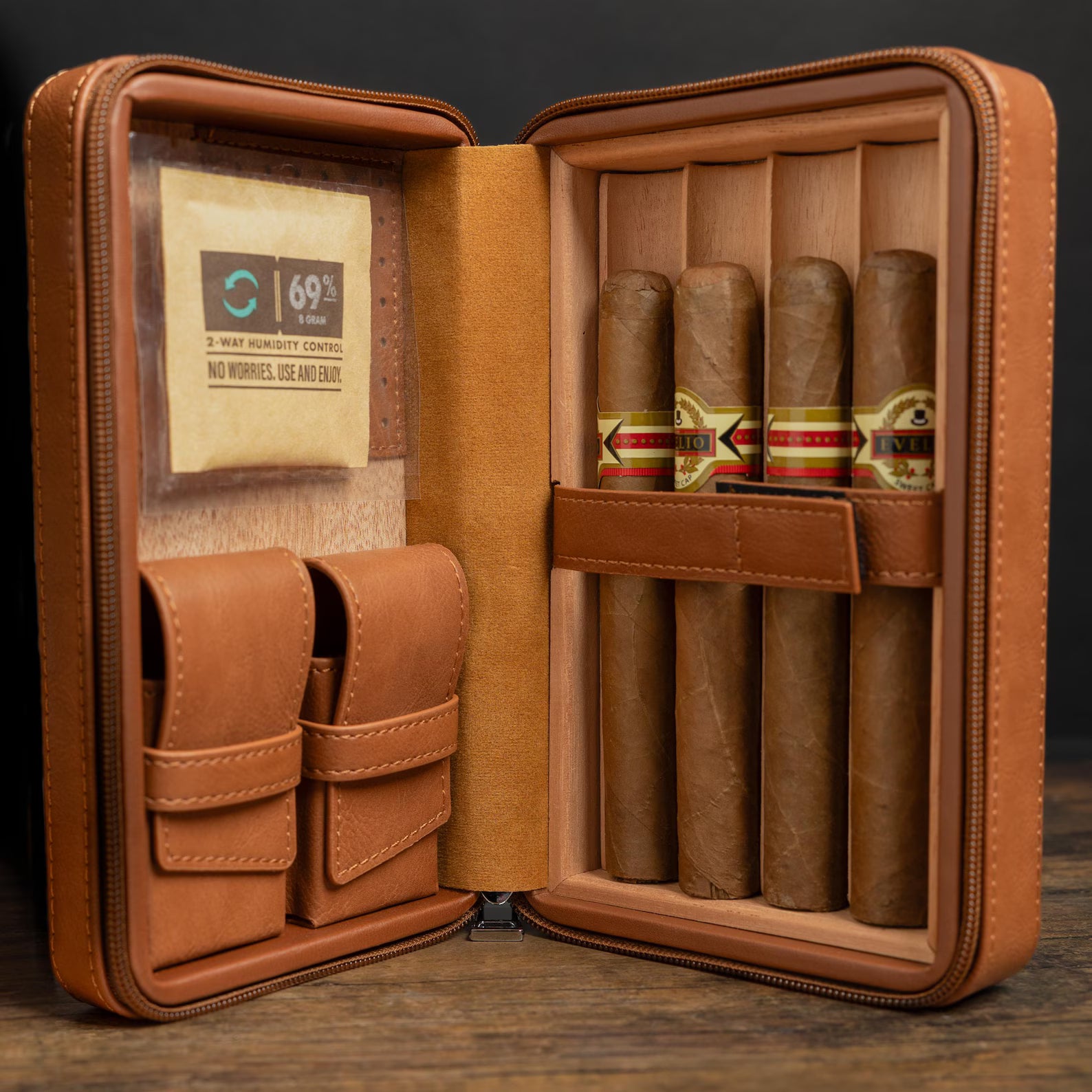 Cigar Case Personalized Leather Custom Engraved Travel Humidor Gift Set with Lighter and Cutter 2026 gift, Cedar, Christmas Gift Dad