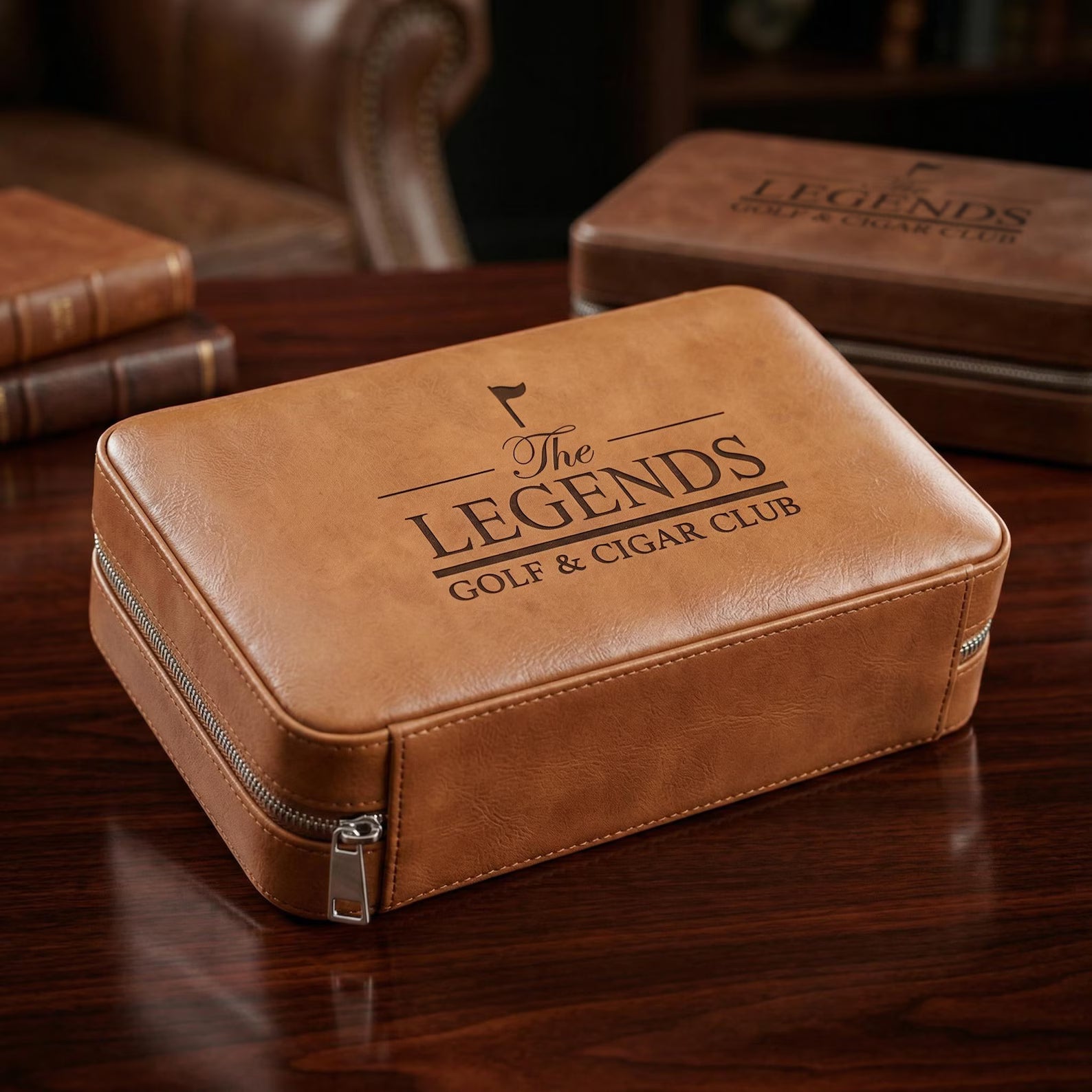 Cigar Case Personalized Leather Custom Engraved Travel Humidor Gift Set with Lighter and Cutter 2026 gift, Cedar, Christmas Gift Dad