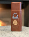 Cigar Case, 3 Finger, Leather, Cedar-wood lined, Custom Personalization with Lighter & Cutter